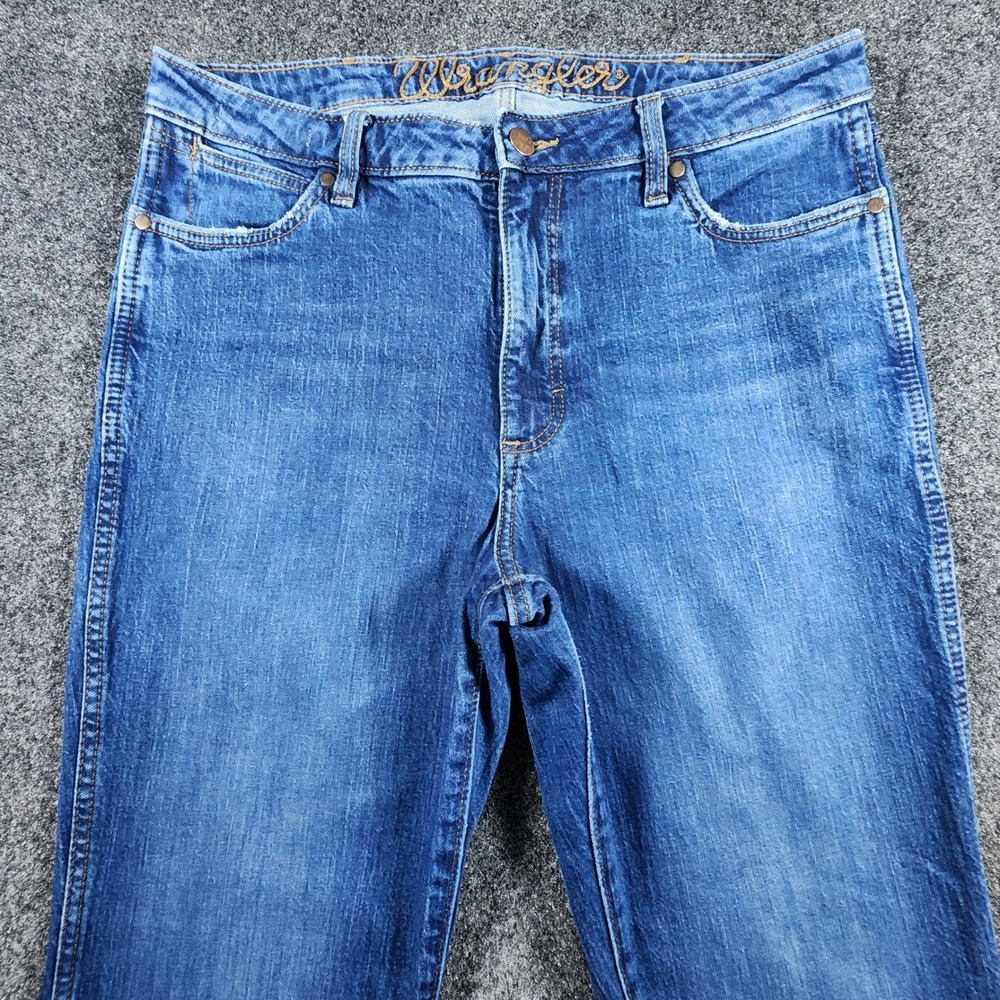 Wrangler Retro Green Jean Womens 32x34 Blue High Rise Flare Leg Denim Jeans - Picture 2 of 11